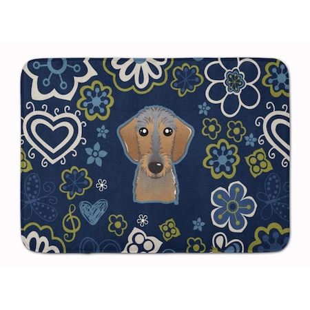 Carolines Treasures Blue Flowers Wirehaired Dachshund Machine Washable Memory Foam Mat BB5084RUG